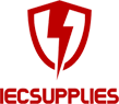 A red background with the words " ecsupplies ".