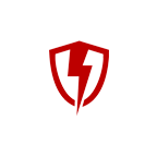 A red shield with an electric symbol on it.